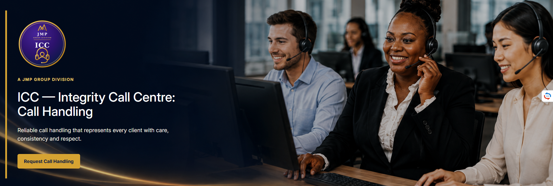 JMP ICC call-handling team wearing headsets